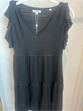 Max Studio Black Tiered Flutter Sleeve Dress